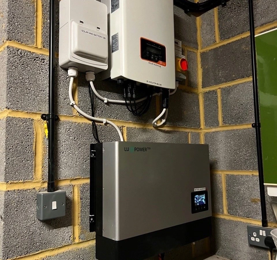 Solar inverter, battery inverter and a dedicated distribution board